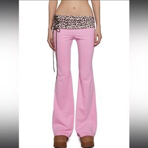 Dolls Kill Leopard Print Flared Knit Pants